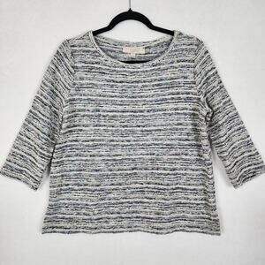 LOFT 3/4 Sleeve Textured Confetti Blouse Structured Pullover Size M